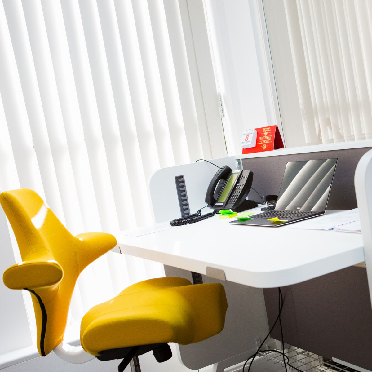 Yellow HÅG Capisco in BHP Architects offices in Saint Peter Port, Guernsey, Channel Islands.